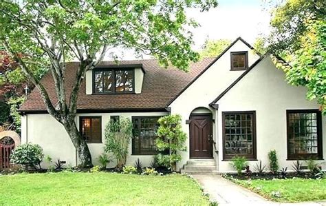 white houses with brown trim